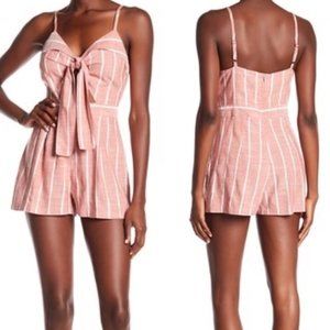 Ten Sixty Sherman Striped Pink V Neck Bow Romper